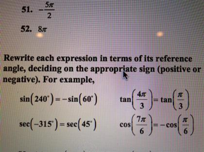 Solved: NOT #51 & 52a. Csc(-190) B. Cos(11π/6) | Chegg.com