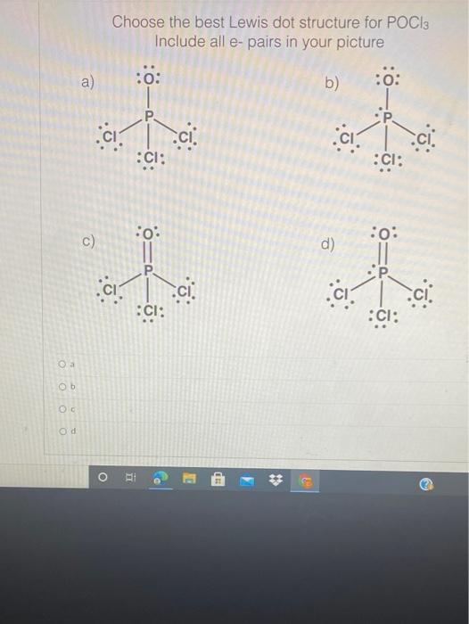 lewis dot structure for pocl3