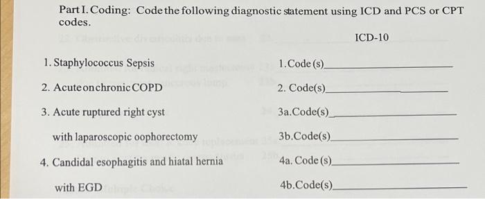Solved Part I. Coding: Code the following diagnostic | Chegg.com
