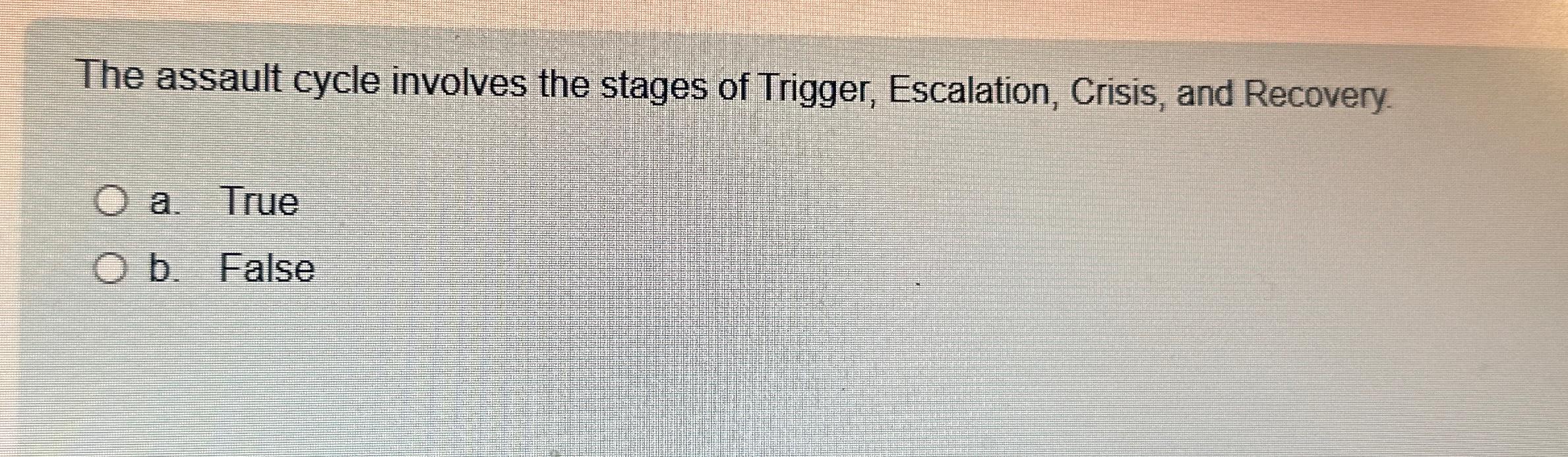 Solved The assault cycle involves the stages of Trigger, | Chegg.com