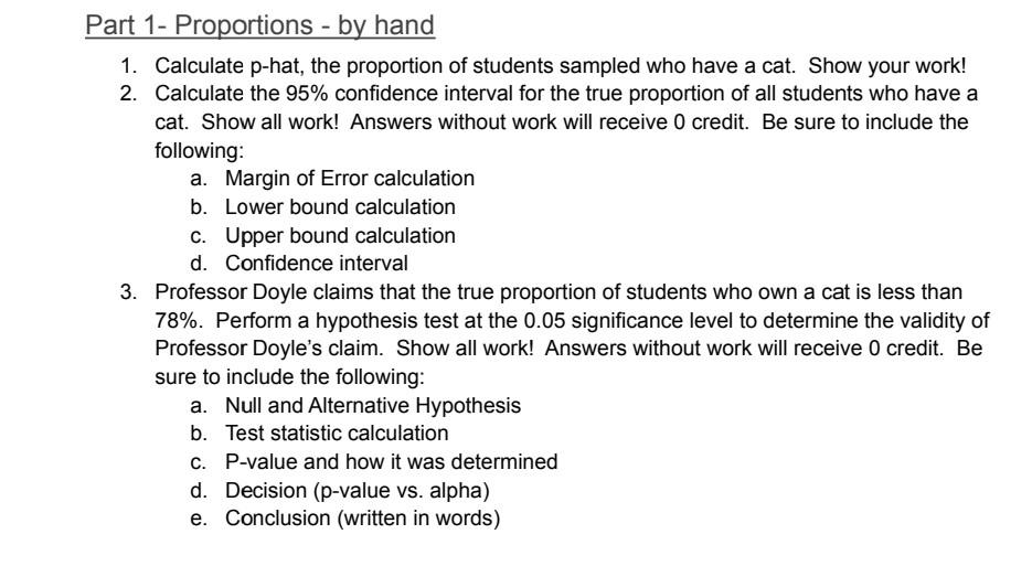 Solved 1. Calculate phat, the proportion of students