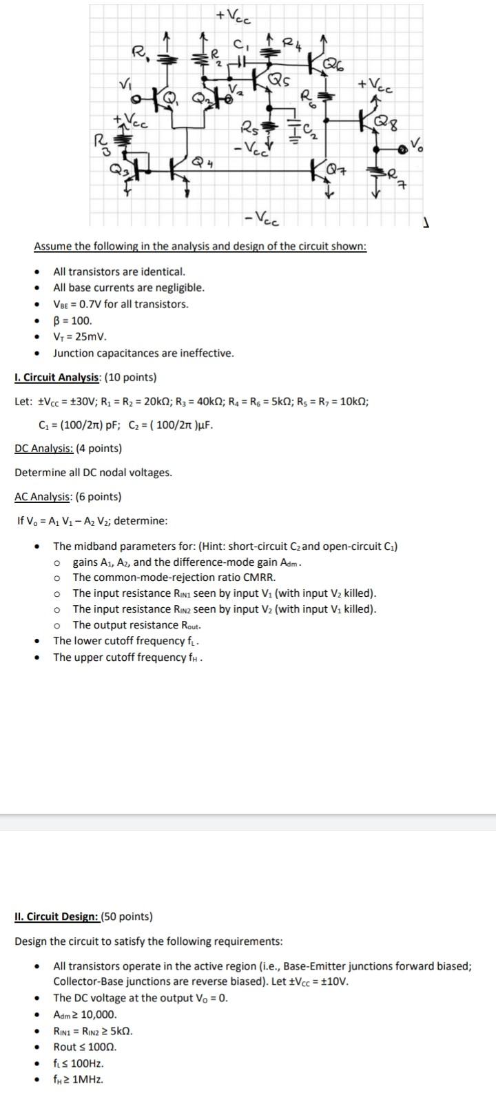 Solved Assume The Following In The Analysis And Design Of | Chegg.com