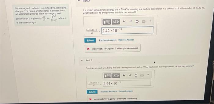 Solved Part A If a proton with a kinetic energy of 5.4 MeV | Chegg.com