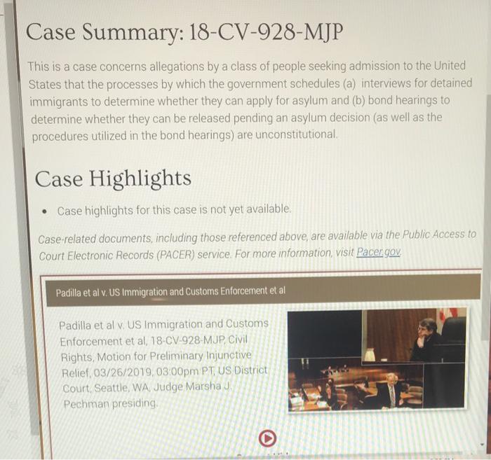 Solved Padilla et al v. US Immigration and Customs