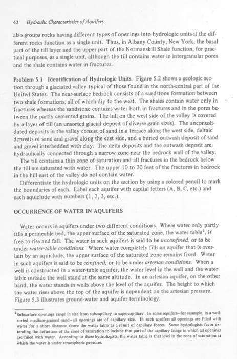 42 Hydraulic Characteristics of Aquifers also groups | Chegg.com