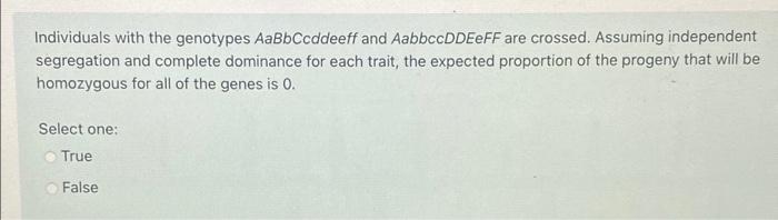 Solved Individuals with genotypes AaBb CcDD and AaBbCcDD are | Chegg.com