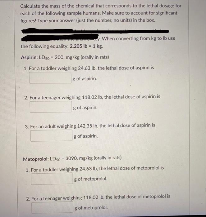 Solved Calculate the mass of the chemical that corresponds
