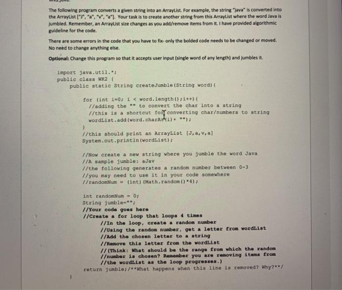 Solved The following program converts a given string into an | Chegg.com