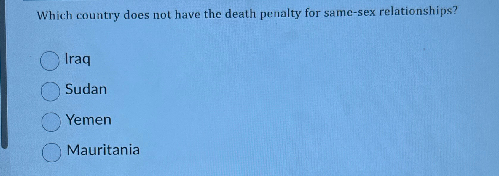 Solved Which country does not have the death penalty for | Chegg.com