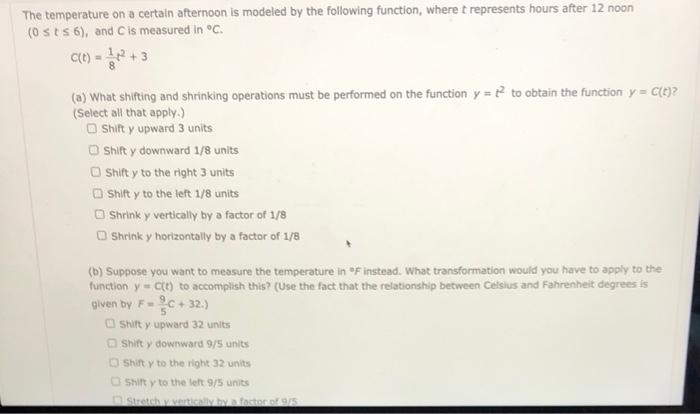 Solved The temperature on a certain afternoon is modeled by | Chegg.com