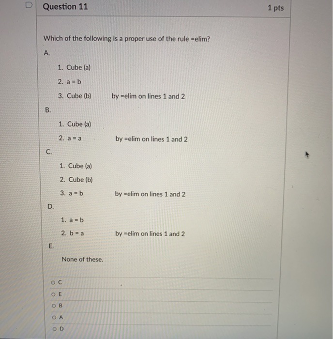Solved D Question 11 1 pts Which of the following is a | Chegg.com