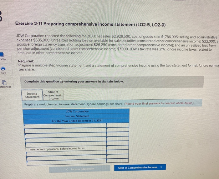 Solved B Exercise 2-11 Preparing comprehensive income | Chegg.com
