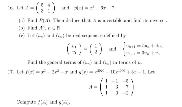 Solved 16 Let A 5 4 3 1 And P X X2 6x 7 A Fin Chegg Com