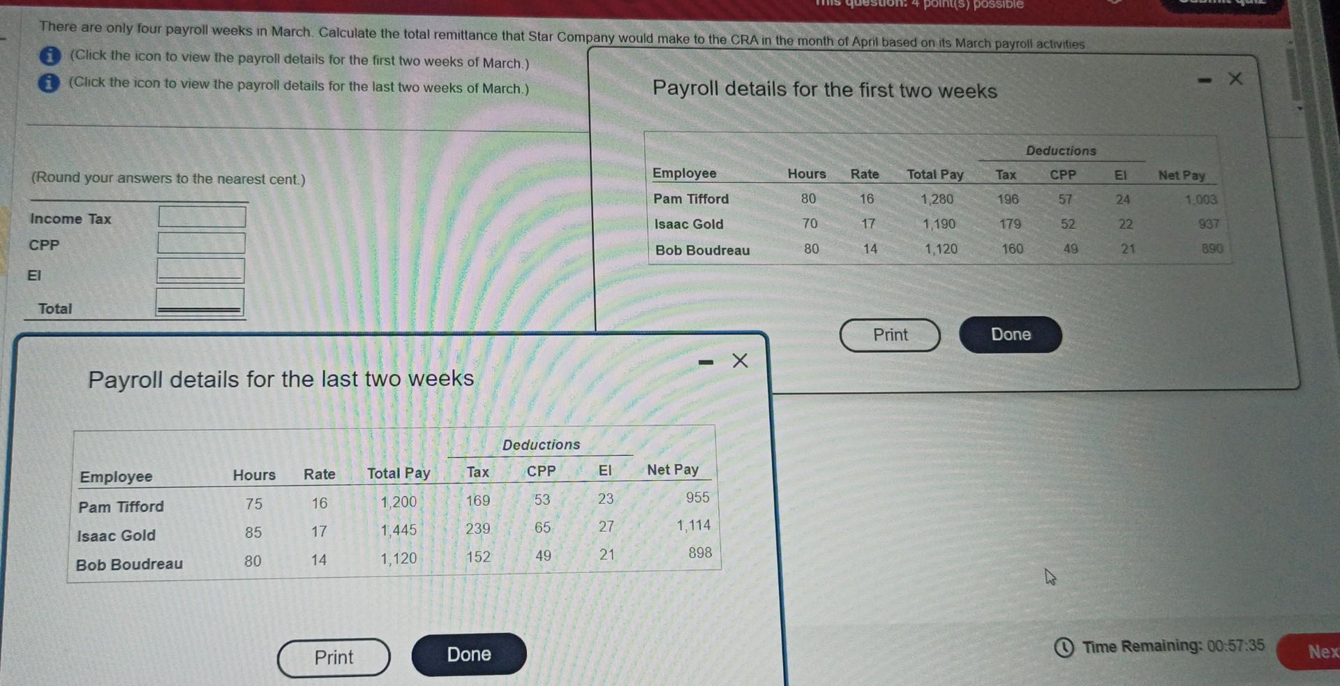 Solved (Click the icon to view the payroll details for the | Chegg.com