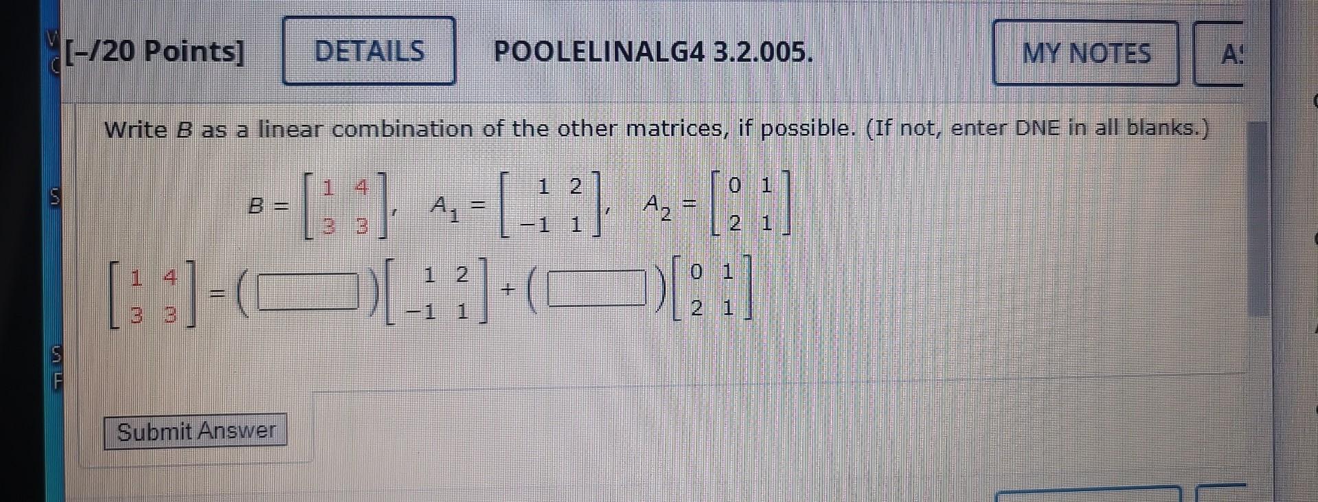 Solved Write B As A Linear Combination Of The Other | Chegg.com