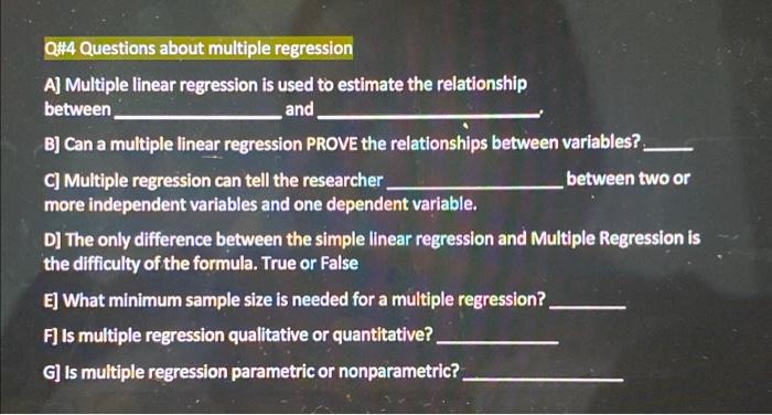 Solved A] Multiple linear regression is used to estimate the | Chegg.com