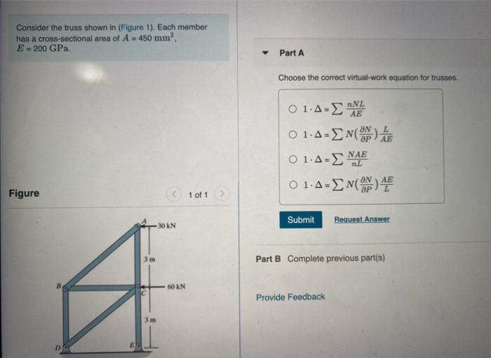 Solved Consider the truss shown in (Figure 1). Each member | Chegg.com