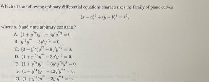 Solved Which of the following ordinary differential | Chegg.com