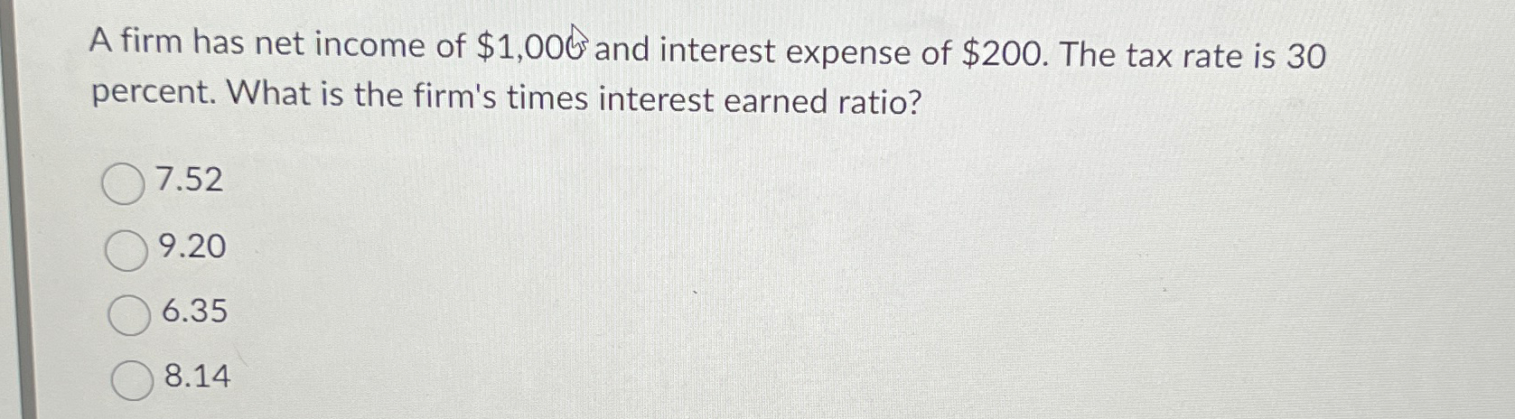 A firm has net income of $1,000 ﻿and interest expense | Chegg.com