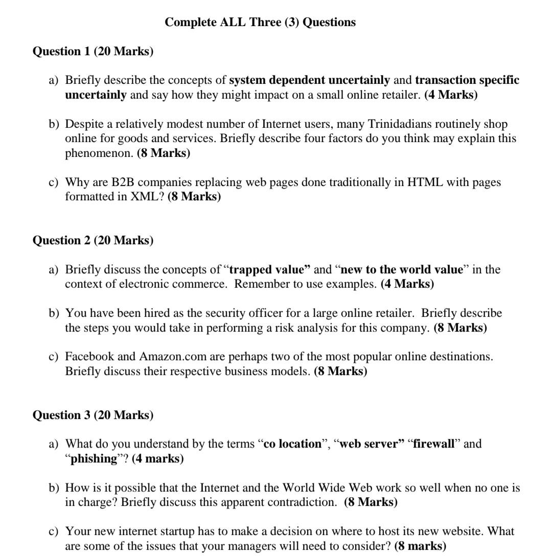 Solved Question 1 (20 Marks) a) Briefly describe the | Chegg.com