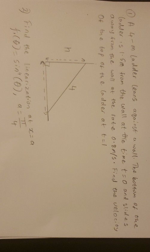 Solved DA 1 A 4-m ladder leans against a wall. The bottom of | Chegg.com