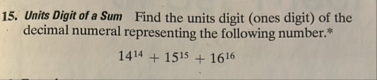 Solved Units Digit of a Sum Find the units digit (ones | Chegg.com