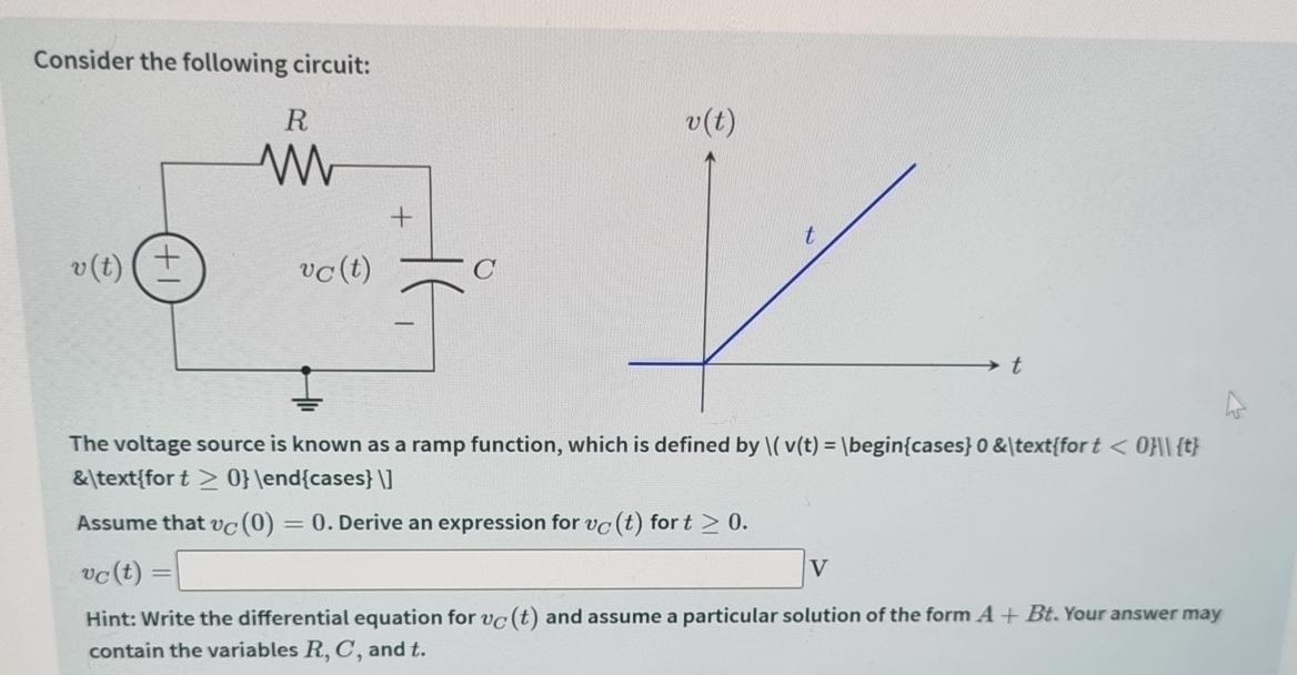 Solved Consider the following circuit:The voltage source is | Chegg.com