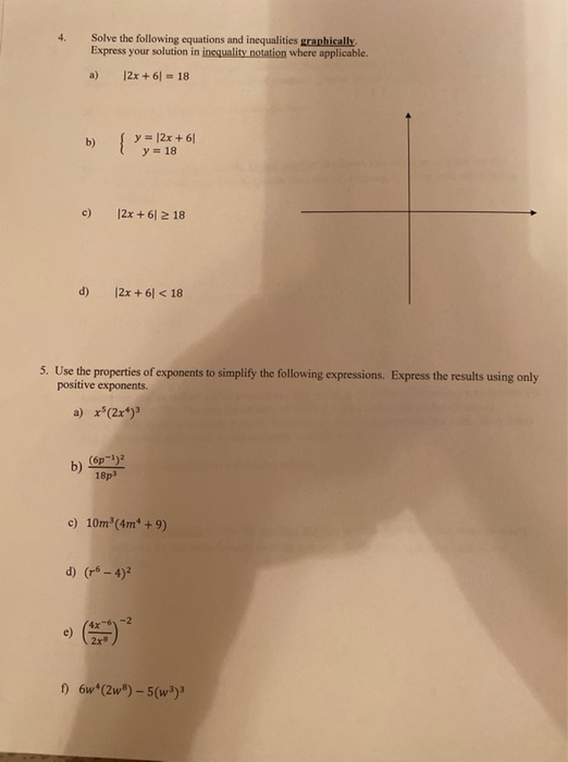 Solved 4. Solve the following equations and inequalities | Chegg.com