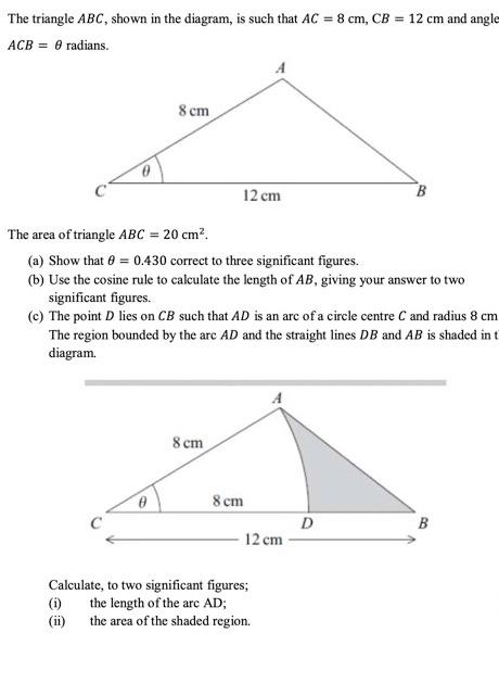 Solved The triangle ABC, shown in the diagram, is such that | Chegg.com