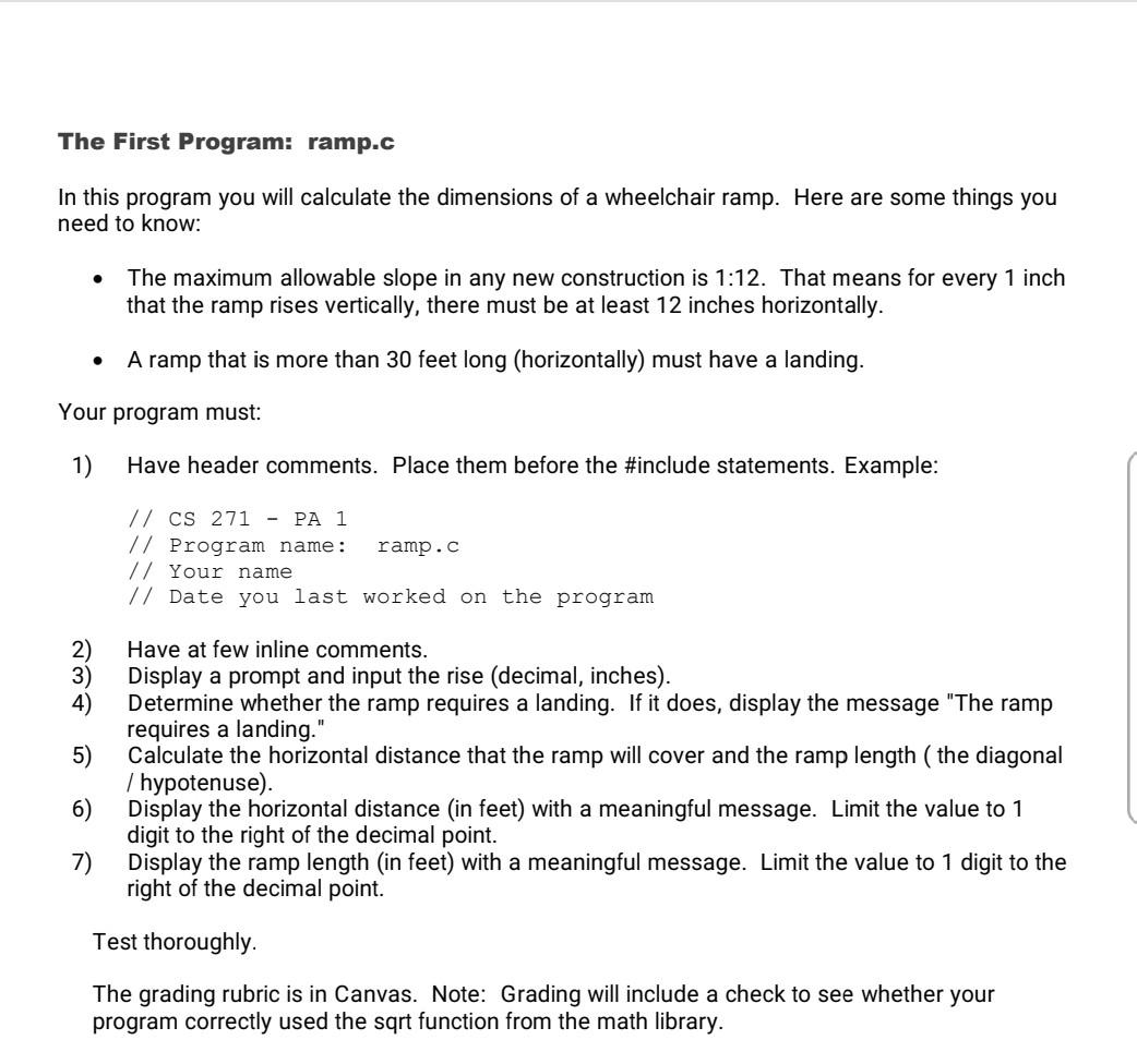 Solved The First Program: Ramp.c In This Program You Will | Chegg.com