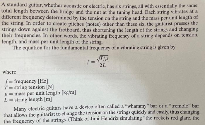 Solved A standard guitar whether acoustic or electric has