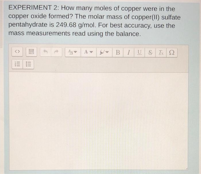 Solved EXPERIMENT 2: Record the following results in the | Chegg.com