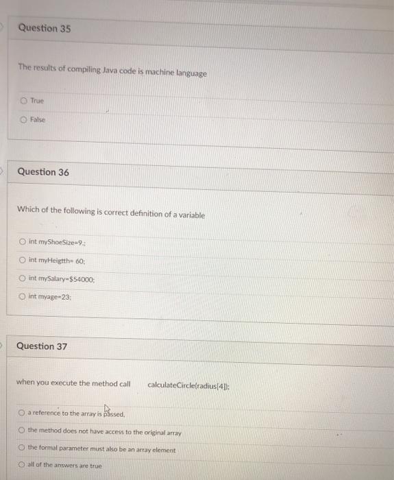 Solved Question 35 The results of compiling Java code is | Chegg.com