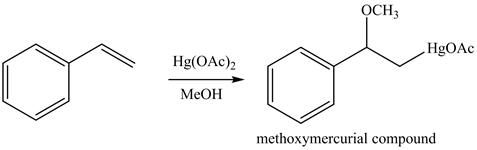 ОСН;
HgOAc
Hg(OAC)
MeOH
methoxymercurial compound
