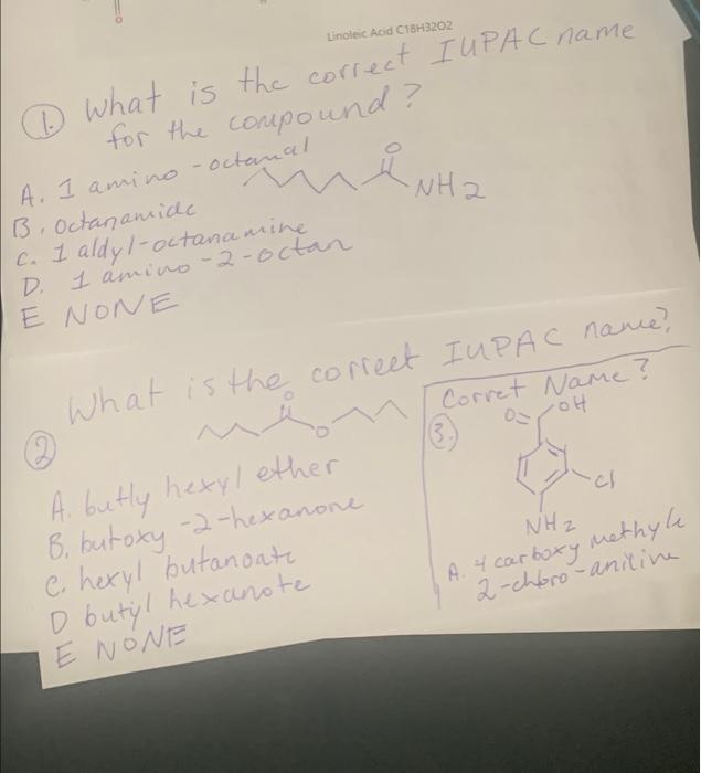 Solved Answer Choices For #3a. 4 Carboxymethly 2 Chloro | Chegg.com