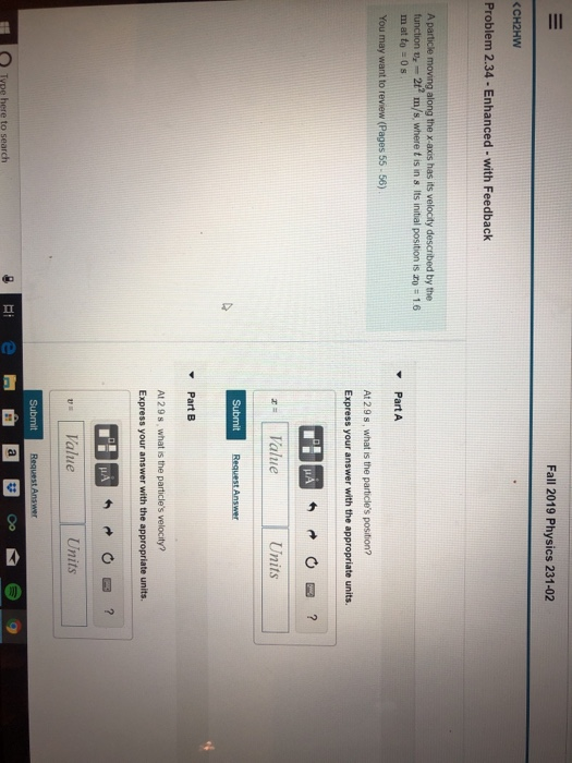 Solved Fall 2019 Physics 231-02 | Chegg.com