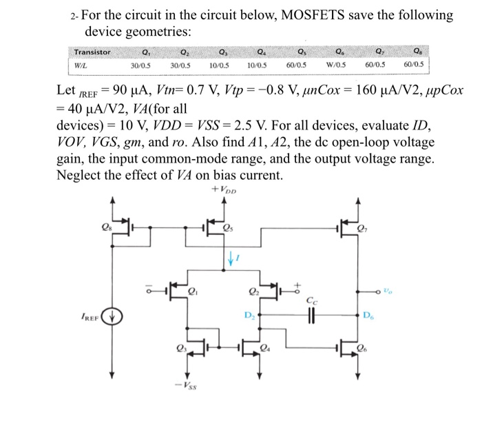 Solved 2 For The Circuit In The Circuit Below Mosfets S Chegg Com