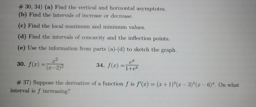 Solved # 30, 34) (a) Find the vertical and horizontal | Chegg.com
