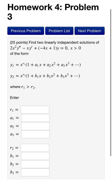 Solved Homework 4: Problem 3 Previous Problem Problem List | Chegg.com