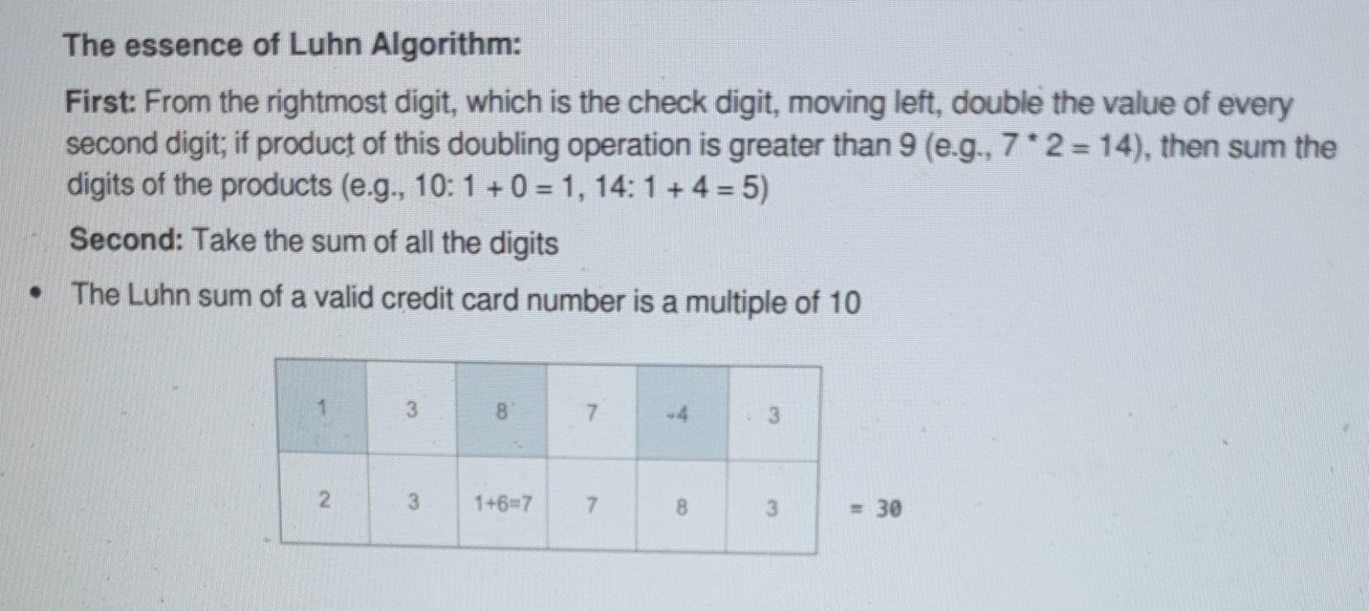 Solved 4. (25 pts) Please check the implementation of Luhn | Chegg.com