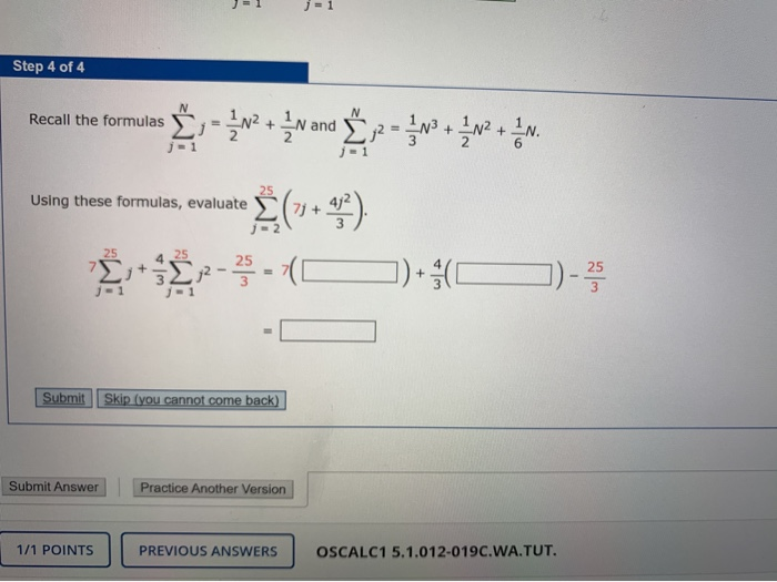 Solved Step 4 Of 4 Recall The Formulas S W And Y 2 Chegg Com