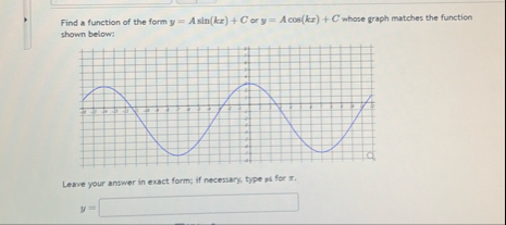 Solved Find a function of the form y=Asin(kx)+C ﻿or | Chegg.com
