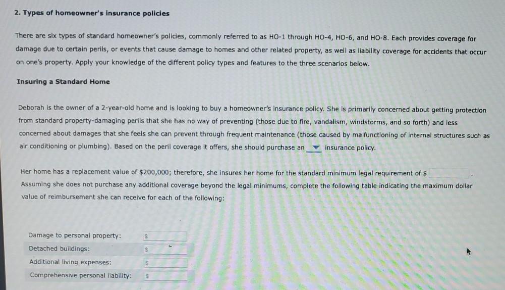 2. Types of homeowner's Insurance policies There are | Chegg.com
