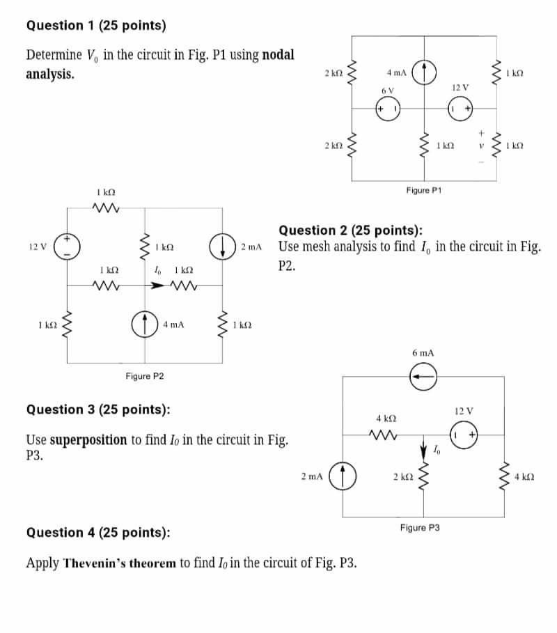 Solved Question 1 (25 points) Determine V, in the circuit in | Chegg.com