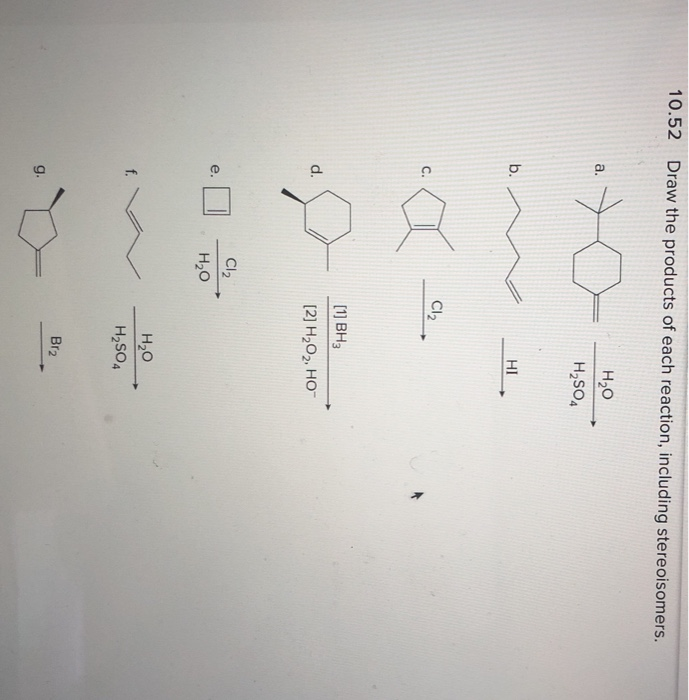 Solved 10.52 Draw the products of each reaction, including | Chegg.com