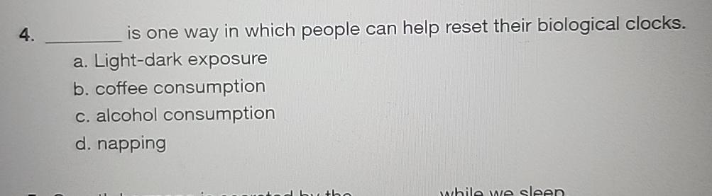 Solved is one way in which people can help reset their | Chegg.com