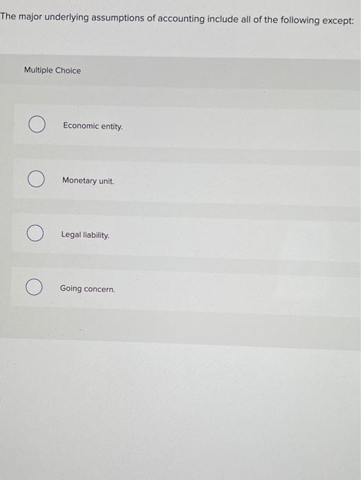 solved-the-major-underlying-assumptions-of-accounting-chegg