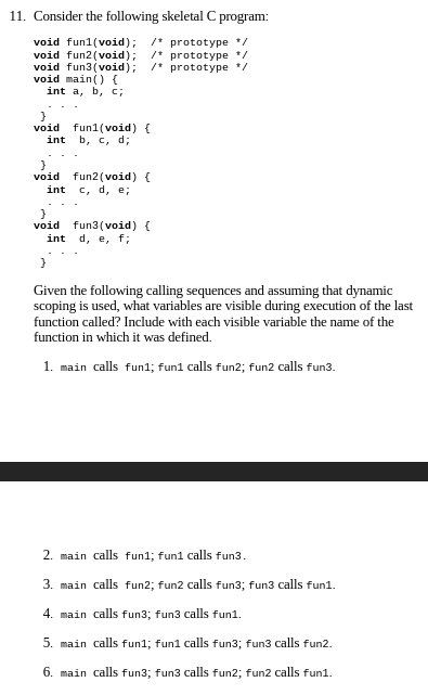 Solved 11. ﻿Consider the following skeletal C | Chegg.com