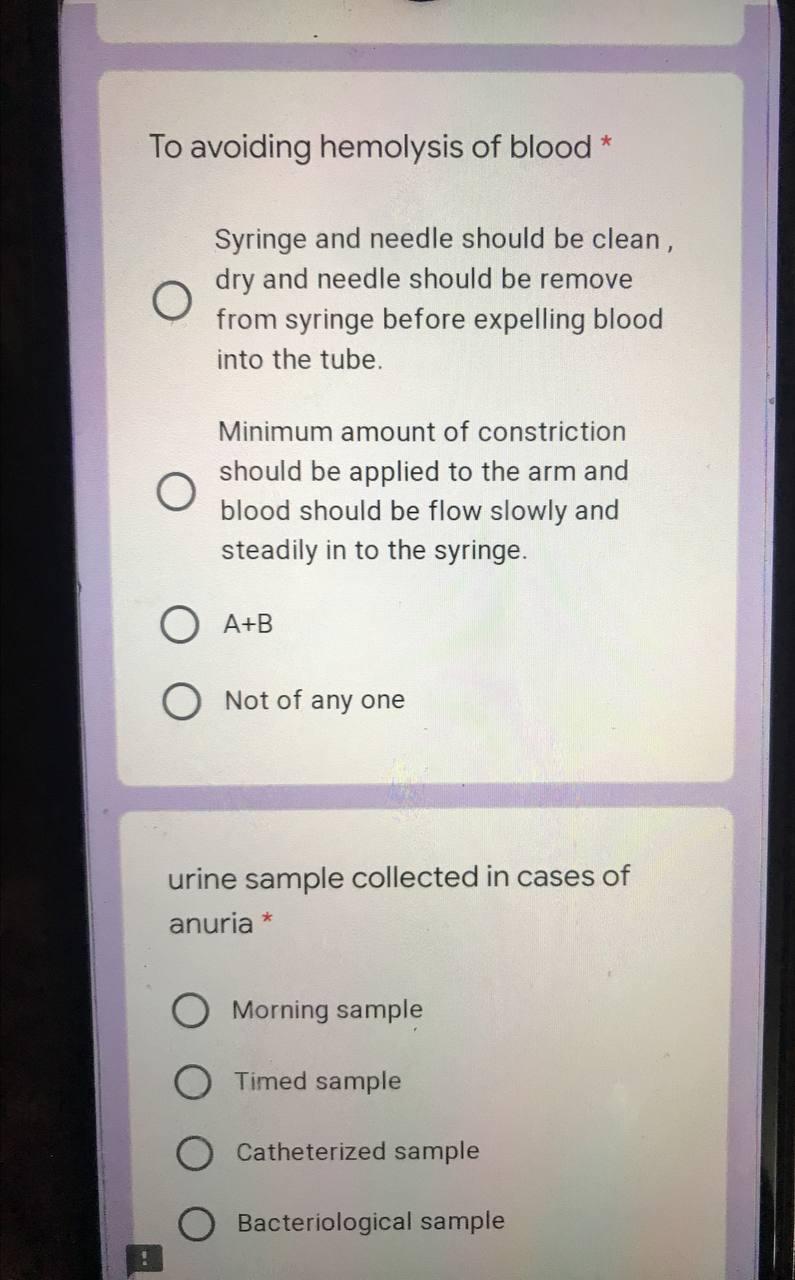 Solved To avoiding hemolysis of blood * O Syringe and needle