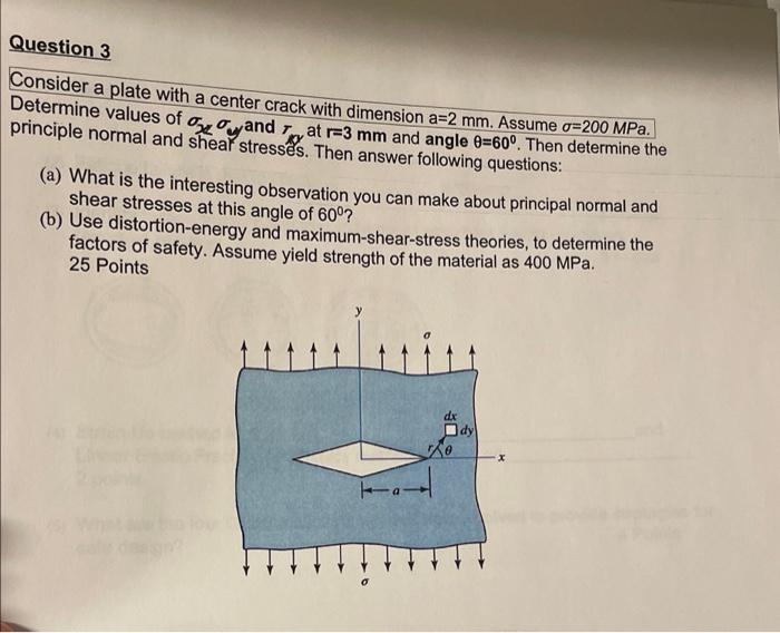 Solved Question 3 Consider a plate with a center crack with | Chegg.com